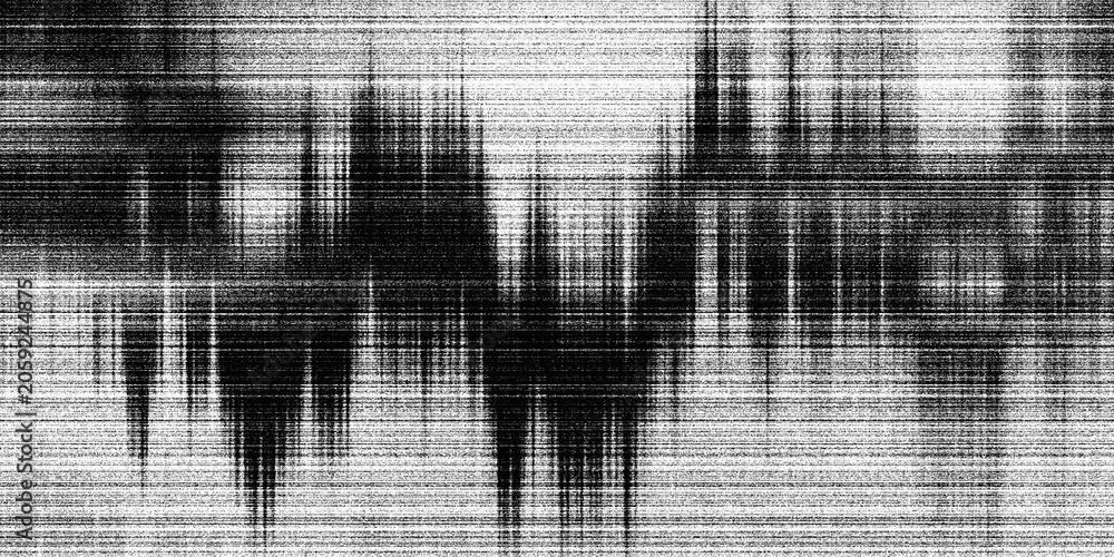 Obraz premium Black and white glitch texture background with vertical lines and analog static noise