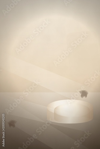 Minimalist 3D Render of a Ring Light on Beige Background