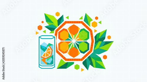 Fresh Orange Concept With Geometric Shapes