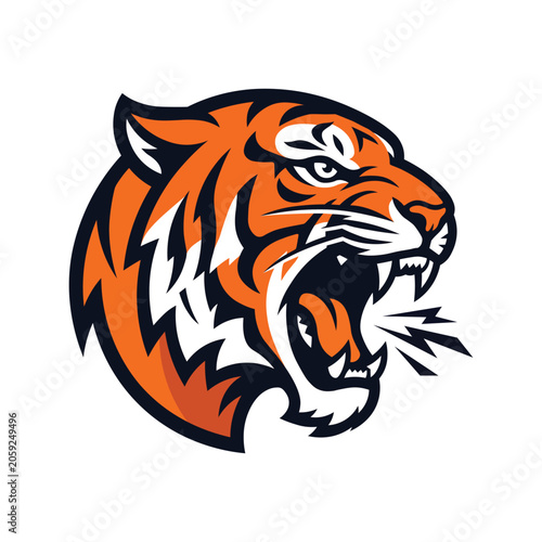 Roaring Tiger Head Mascot Logo