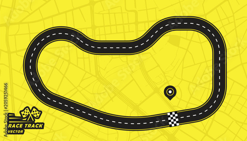 Bild auf Leinwand Road track or Race track isolated on yellow background.