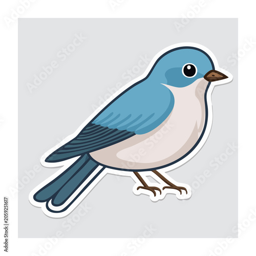 Flat Design Blue Bird Illustration