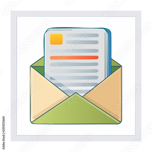 Flat design envelope with document inside