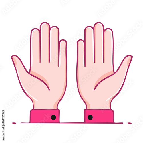 Two flat design hands with pink cuffs