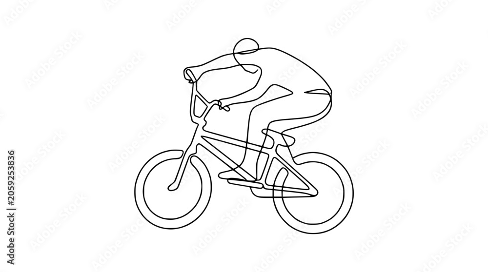 Naklejka premium BMX Rider One Line Drawing