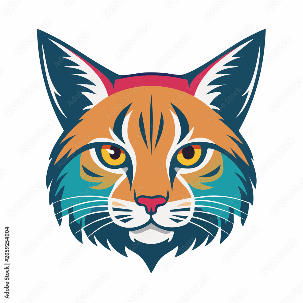 Fototapeta premium Stylized Bobcat Head Illustration