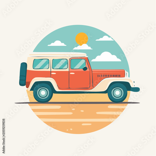 Retro Off-Road Vehicle Illustration