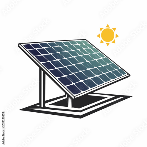 Solar Panel with Sun Icon