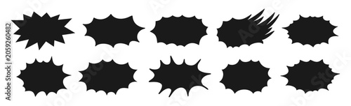 Tableau sur toile Comic explosion speech bubble silhouette set