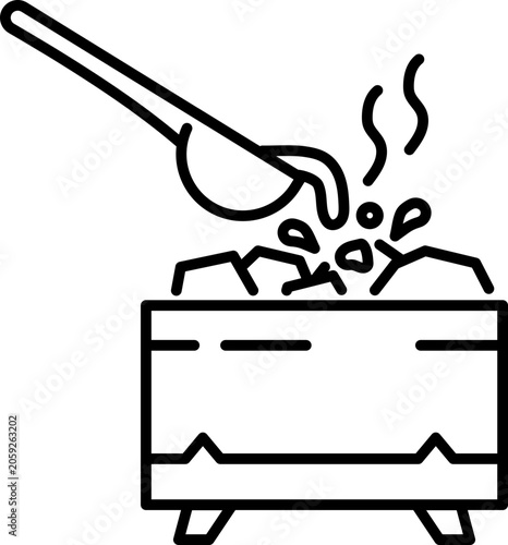 Foto Sauna hot stone pour with water outline