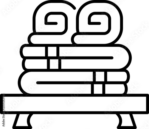Foto Towel stack in wood icon with outline