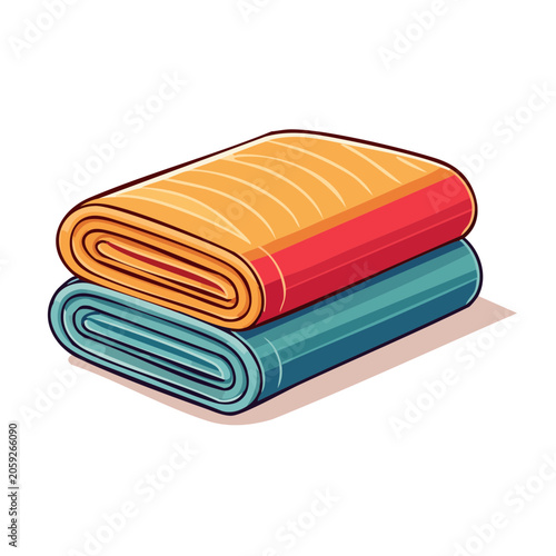 Stack of Colorful Folded Bath Towels Illustration