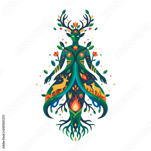 Canvas Print Goddess of nature vector illustration