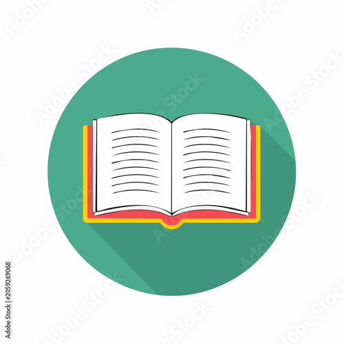 Open Book Icon with Long Shadow