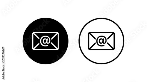 Email icon in circle, contact and message communication symbol