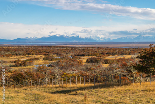 Patagonia landscape with mountains in background