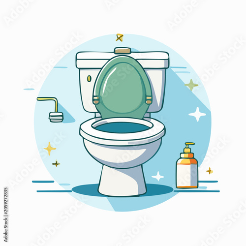 Clean Toilet with Soap Dispenser and Handle