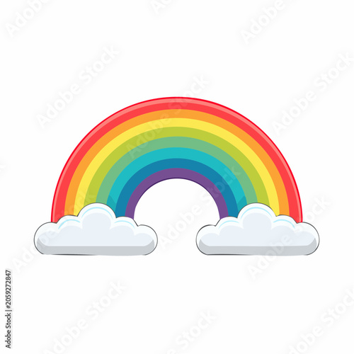 Colorful Rainbow Arch with Clouds