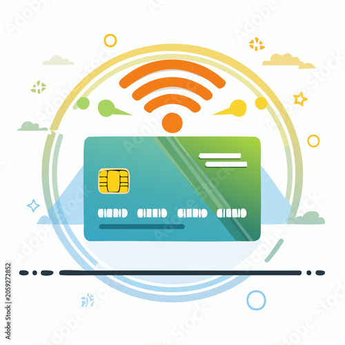 Contactless Payment Credit Card with Wi-Fi Symbol
