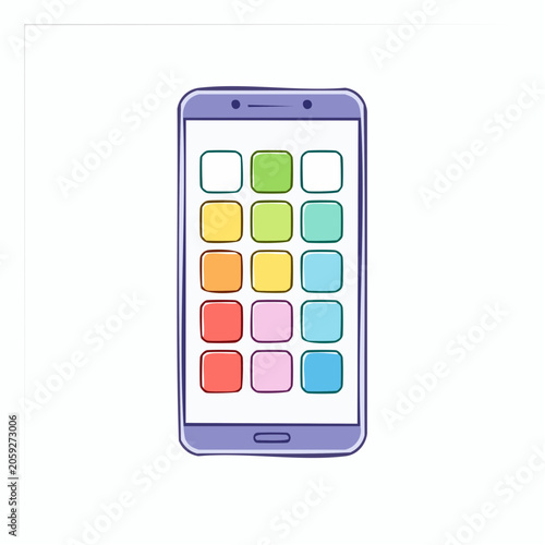 Smartphone with colorful app icons