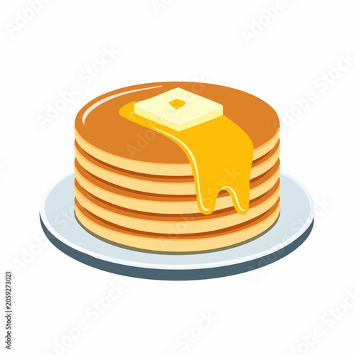 Stack of Pancakes with Butter and Syrup
