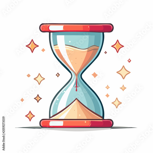 Stylized Hourglass with Flowing Sand and Sparkles