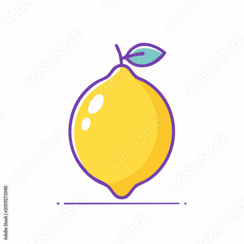 Stylized Lemon Icon with Leaf