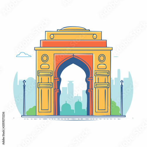India Gate Landmark Illustration
