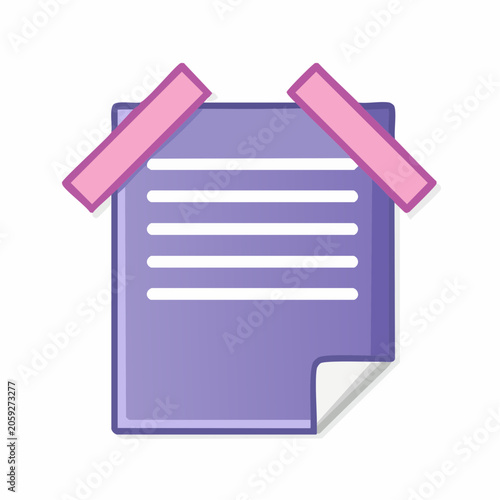 Purple Note Paper with Pink Tape Icon