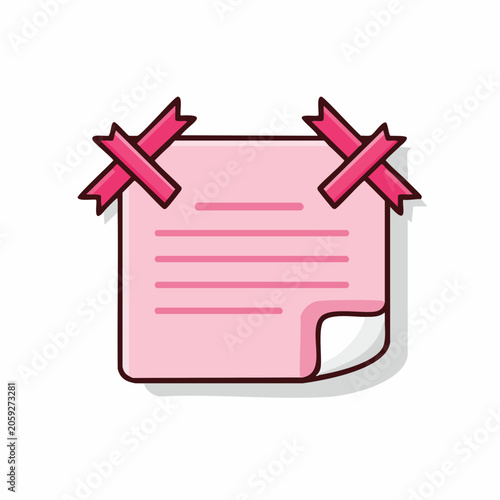 Pink Sticky Note with Pink Ribbons