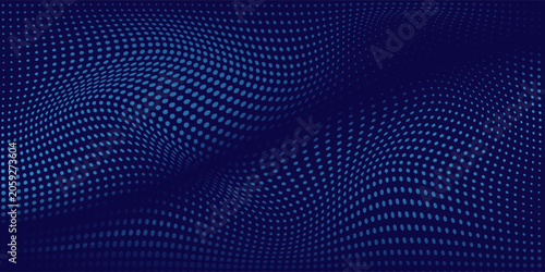 Εκτύπωση καμβά Abstract blue halftone wavy dotted digital technology business art