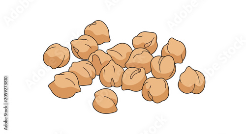 Healthy Organic Chickpeas Garbanzo Beans Heap Isolated on White. Nutritious Legume Pulses Vector for Kitchen and Diet.