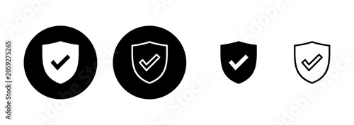 Photos Shield check mark icon logo design