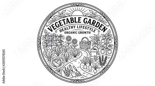 Tableau sur toile Organic Vegetable Garden Healthy Lifestyle Emblem