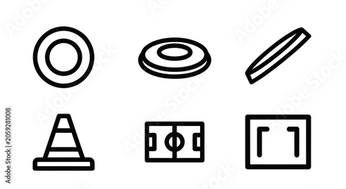 Field game icons including frisbee and training cone