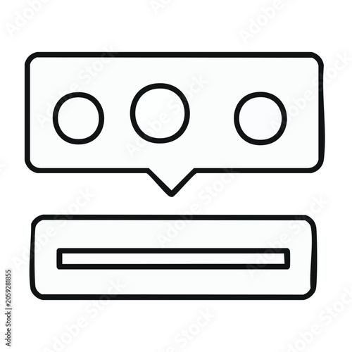 Minimalist speech bubble icon with dots and line