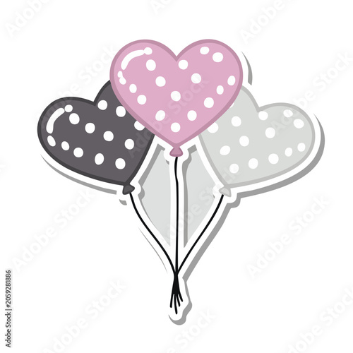 Polka Dot Heart Balloons Cluster Illustration