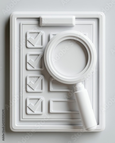 Luxury relief audit checklist with magnifier concept