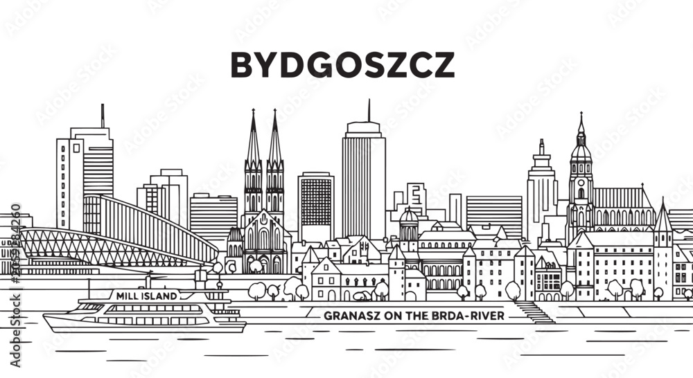 Fototapeta premium Bydgoszcz Skyline Illustration