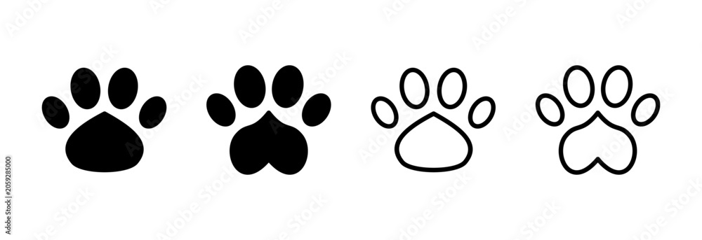 Fototapeta premium Paw icon symbol for apps and websites. paw print sign and symbol. dog or cat paw