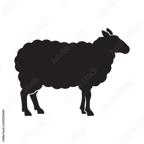 Obraz na plátně Sheep silhouette against a white background simple monochrome graphic