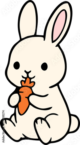 Cute Rabbit Bunny and Carrot