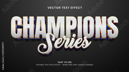 champions series editable text effect 3d vector premium
