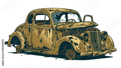 Old Vintage Rusty Car.
