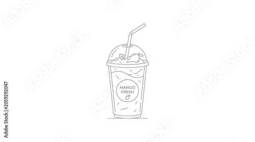 Canvastavla A refreshing, healthy, and delicious mango smoothie served in a clear plastic cu