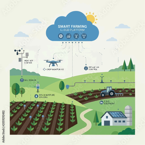 Smart Farming Cloud Platform Concept with Drone Weather Station and Irrigation Control