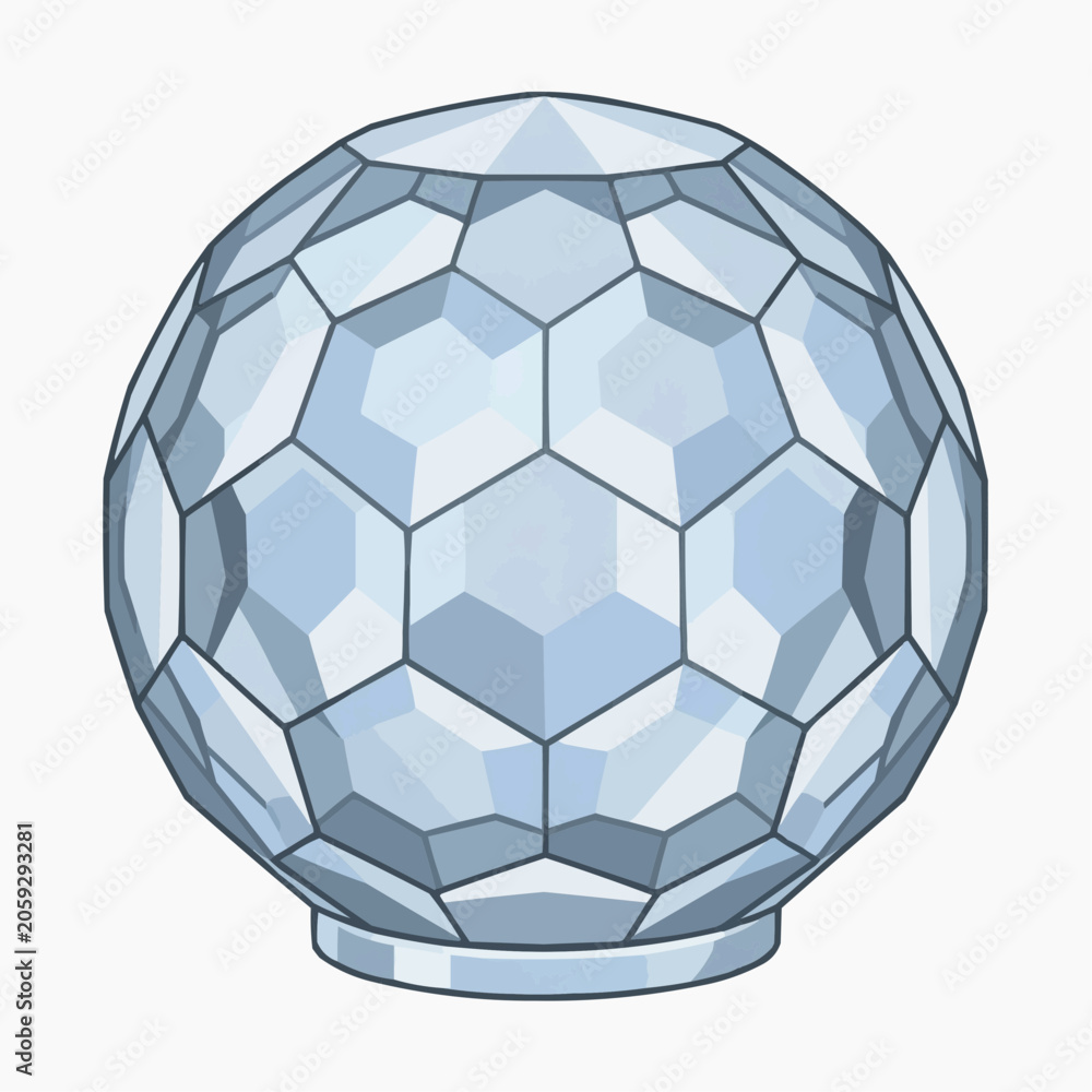 Naklejka premium Geometric Crystal Sphere with Facets and Base