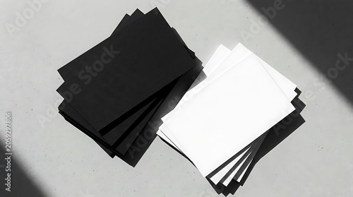 Business cards resting on concrete minimalist contrast for branding design marketing