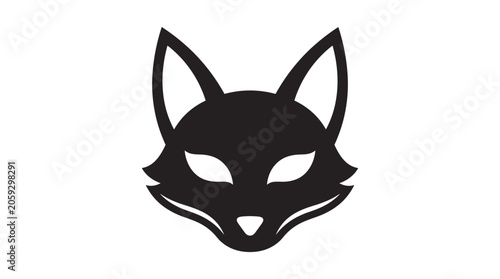 Stylized black silhouette of a fox head with pointed ears and sharp features for graphic design
