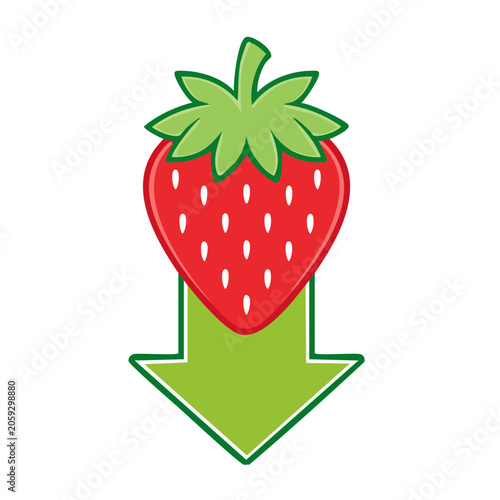 Strawberry Arrow Icon with Transparent Background